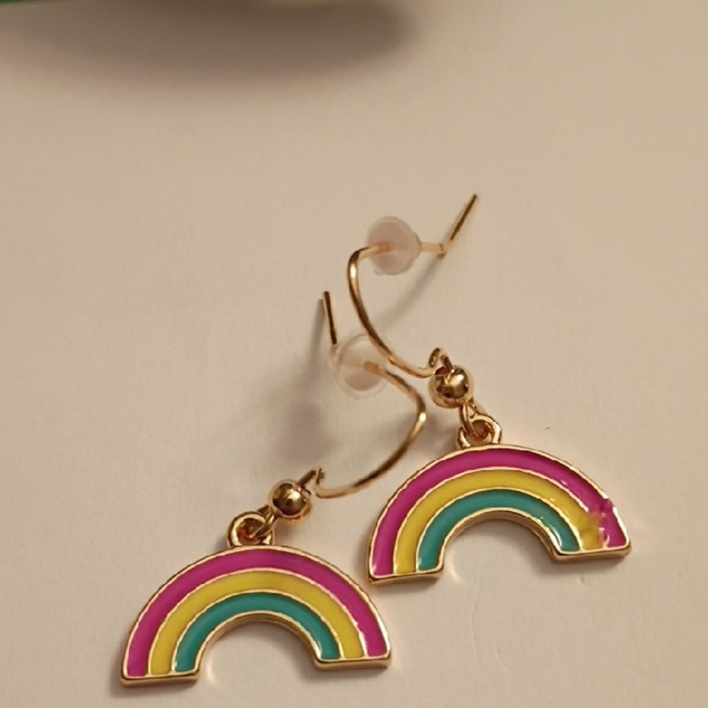 Colorful Rainbow Hoop Earrings